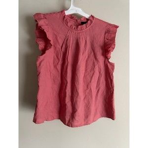 MARC NEW YORK Size XL Womens Linen Blend Ruffles Top NWT